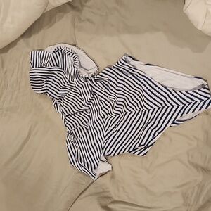 Ruffle one shoulder stripe swimsuit